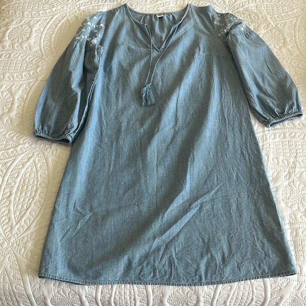 Old Navy small tall denim tunic with embroidery